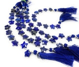 Natural Lapis Lazuli Gemstone Beads, Hand Carved Star Beads, Jewelry Supplies, Wholesale Bulk Beads, 5” Strand/ 10 Beads, 10.5mm