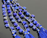 Natural Lapis Lazuli Gemstone Beads, Hand Carved Star Beads, Jewelry Supplies, Wholesale Bulk Beads, 5” Strand/ 10 Beads, 10.5mm