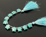 Natural Amazonite Gemstone Beads, Hand Carved Star Beads, Peruvian Amazonite Beads, Wholesale Bulk Beads, 5” Strand/ 10 Beads, 10.5mm