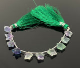10mm Natural Multi Fluorite Gemstone Beads, Hand Carved Star Beads, Wholesale Bulk Beads, 5” Strand/ 10 Beads