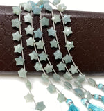 Natural Aquamarine Gemstone Beads, Carved Star Beads, Aquamarine Beads, Wholesale Bulk Beads, 5” Strand/ 10 Beads of 10mm