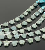 Natural Aquamarine Gemstone Beads, Carved Star Beads, Aquamarine Beads, Wholesale Bulk Beads, 5” Strand/ 10 Beads of 10mm