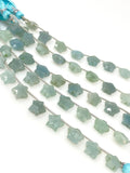 Natural Aquamarine Gemstone Beads, Carved Star Beads, Aquamarine Beads, Wholesale Bulk Beads, 5” Strand/ 10 Beads of 10mm
