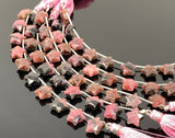 9- 10mm Rhodonite Gemstone Beads, Rare Rhodonite Hand Carved Star Beads, Jewelry Supplies, Wholesale Bulk Beads, 5” Strand/ 10 Beads