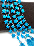 Howlite Turquoise Gemstone Beads, Hand Carved Star Beads, , Wholesale Bulk Beads, 10- 10.5mm, 5” Strand/ 10 Beads