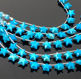 Howlite Turquoise Gemstone Beads, Hand Carved Star Beads, , Wholesale Bulk Beads, 10- 10.5mm, 5” Strand/ 10 Beads