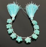 Natural Amazonite Gemstone Beads, Hand Carved Star Beads, Peruvian Amazonite Beads, Wholesale Bulk Beads, 5” Strand/ 10 Beads, 10.5mm