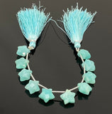 Natural Amazonite Gemstone Beads, Hand Carved Star Beads, Peruvian Amazonite Beads, Wholesale Bulk Beads, 5” Strand/ 10 Beads, 10.5mm