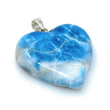 Larimar Heart Pendant, Large Larimar Sterling Silver Pendant, Bohemian Jewelry, Dominican Republic Genuine Larimar Pendant, 25.8g