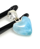 Larimar Heart Pendant, Larimar Sterling Silver Pendant, Bohemian Jewelry, Puffy Larimar Heart Pendant