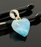Larimar Heart Pendant, Larimar Sterling Silver Pendant, Bohemian Jewelry, Puffy Larimar Heart Pendant