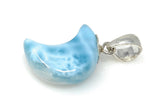 Larimar Moon Pendant, Sterling Silver Pendant, Bohemian Jewelry, Hand Carved Half Moon Larimar Pendant