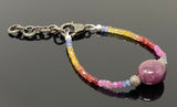 Natural Ruby and Sapphire Pave Diamond Bracelet, Adjustable Multi Precious Gemstone Bracelet, Jewelry Gifts for Her