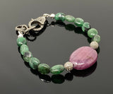 Natural Ruby and Sapphire Pave Diamond Bracelet, Adjustable Multi Precious Gemstone Bracelet, Jewelry Gifts for Her