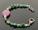 Natural Ruby and Sapphire Pave Diamond Bracelet, Adjustable Multi Precious Gemstone Bracelet, Jewelry Gifts for Her