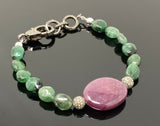 Natural Ruby and Sapphire Pave Diamond Bracelet, Adjustable Multi Precious Gemstone Bracelet, Jewelry Gifts for Her