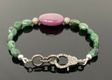 Natural Ruby and Sapphire Pave Diamond Bracelet, Adjustable Multi Precious Gemstone Bracelet, Jewelry Gifts for Her