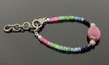 Natural Ruby, Emerald and Sapphire Pave Diamond Bracelet, Adjustable Multi Precious Gemstone Bracelet, Jewelry Gifts for Her