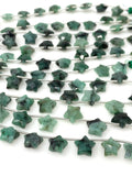Emerald Gemstone Beads, Natural Emerald Hand Carved Star Beads, Jewelry Supplies, Wholesale Bulk Beads, 5” Strand/ 10 Beads, 10mm