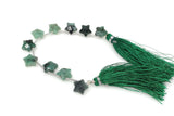 Emerald Gemstone Beads, Natural Emerald Hand Carved Star Beads, Jewelry Supplies, Wholesale Bulk Beads, 5” Strand/ 10 Beads, 10mm