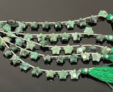 Emerald Gemstone Beads, Natural Emerald Hand Carved Star Beads, Jewelry Supplies, Wholesale Bulk Beads, 5” Strand/ 10 Beads, 10mm