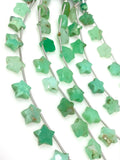 Natural Chrysoprase Gemstone Beads, Hand Carved Star Beads, Jewelry Supplies, Wholesale Bulk Beads, 5” Strand/ 10 Beads, 10mm