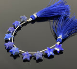 Natural Lapis Lazuli Gemstone Beads, Hand Carved Star Beads, Jewelry Supplies, Wholesale Bulk Beads, 5” Strand/ 10 Beads, 10.5mm