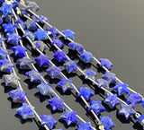 Natural Lapis Lazuli Gemstone Beads, Hand Carved Star Beads, Jewelry Supplies, Wholesale Bulk Beads, 5” Strand/ 10 Beads, 10.5mm