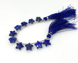 Natural Lapis Lazuli Gemstone Beads, Hand Carved Star Beads, Jewelry Supplies, Wholesale Bulk Beads, 5” Strand/ 10 Beads, 10.5mm