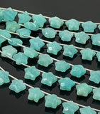 Natural Amazonite Gemstone Beads, Hand Carved Star Beads, Peruvian Amazonite Beads, Wholesale Bulk Beads, 5” Strand/ 10 Beads, 10.5mm