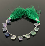 10mm Natural Multi Fluorite Gemstone Beads, Hand Carved Star Beads, Wholesale Bulk Beads, 5” Strand/ 10 Beads
