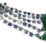 10mm Natural Multi Fluorite Gemstone Beads, Hand Carved Star Beads, Wholesale Bulk Beads, 5” Strand/ 10 Beads