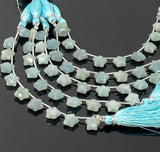 Natural Aquamarine Gemstone Beads, Carved Star Beads, Aquamarine Beads, Wholesale Bulk Beads, 5” Strand/ 10 Beads of 10mm
