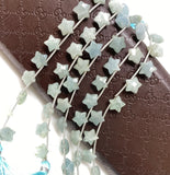 Natural Aquamarine Gemstone Beads, Carved Star Beads, Aquamarine Beads, Wholesale Bulk Beads, 5” Strand/ 10 Beads of 10mm