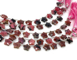 Rhodonite Gemstone Beads, Rare Rhodonite Hand Carved Star Beads, Jewelry Supplies, Wholesale Bulk Beads, 9mm-10mm, 5” Strand/ 10 Beads