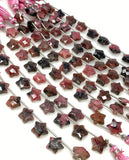 Rhodonite Gemstone Beads, Rare Rhodonite Hand Carved Star Beads, Jewelry Supplies, Wholesale Bulk Beads, 9mm-10mm, 5” Strand/ 10 Beads