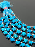 Howlite Turquoise Gemstone Beads, Hand Carved Star Beads, , Wholesale Bulk Beads, 10- 10.5mm, 5” Strand/ 10 Beads