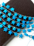Howlite Turquoise Gemstone Beads, Hand Carved Star Beads, , Wholesale Bulk Beads, 10- 10.5mm, 5” Strand/ 10 Beads