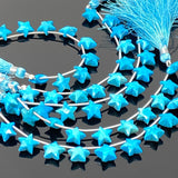 Howlite Turquoise Gemstone Beads, Hand Carved Star Beads, , Wholesale Bulk Beads, 10- 10.5mm, 5” Strand/ 10 Beads