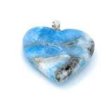 Larimar Heart Pendant, Large Larimar Sterling Silver Pendant, Bohemian Jewelry, Dominican Republic Genuine Larimar Pendant, 25.8g