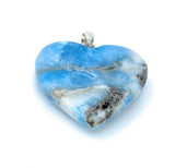 Larimar Heart Pendant, Large Larimar Sterling Silver Pendant, Bohemian Jewelry, Dominican Republic Genuine Larimar Pendant, 25.8g