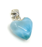 Larimar Heart Pendant, Larimar Sterling Silver Pendant, Bohemian Jewelry, Puffy Larimar Heart Pendant