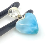 Larimar Heart Pendant, Larimar Sterling Silver Pendant, Bohemian Jewelry, Puffy Larimar Heart Pendant