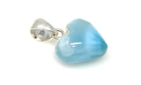 Larimar Heart Pendant, Larimar Sterling Silver Pendant, Bohemian Jewelry, Puffy Larimar Heart Pendant
