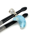 Larimar Moon Pendant, Sterling Silver Pendant, Bohemian Jewelry, Hand Carved Half Moon Larimar Pendant