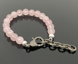 Natural Rose Quartz Gemstone Bracelet, Pave Diamond Adjustable Bracelet, AAA Grade Rose Quartz Jewelry, Gifts for Her