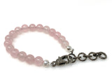 Natural Rose Quartz Gemstone Bracelet, Pave Diamond Adjustable Bracelet, AAA Grade Rose Quartz Jewelry, Gifts for Her