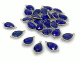 13 Pcs Lapis Lazuli Connectors, Silver Plated Lapis Lazuli Connector Links, Bulk Jewelry Findings