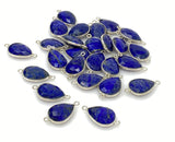 13 Pcs Lapis Lazuli Connectors, Silver Plated Lapis Lazuli Connector Links, Bulk Jewelry Findings