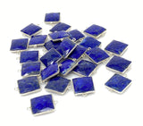 13 Pcs Lapis Lazuli Connectors, Silver Plated Lapis Lazuli Connector Links, Bulk Jewelry Findings, 20x15mm - 21x16mm